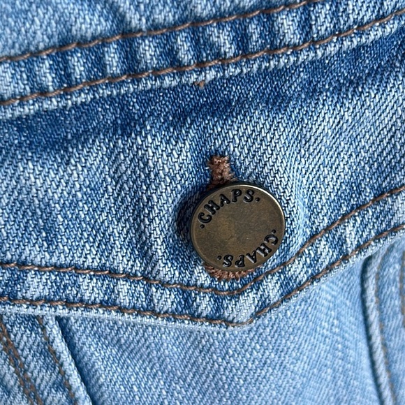 VTG Chaps Women Blue Denim Embroidered Jean Jacket Western Coastal Cowgirl Sz L - Picture 8 of 13